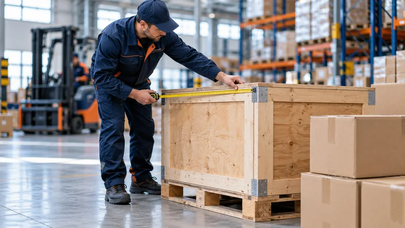 Đo kích thước kiện gỗ và hàng đóng thùng tại kho